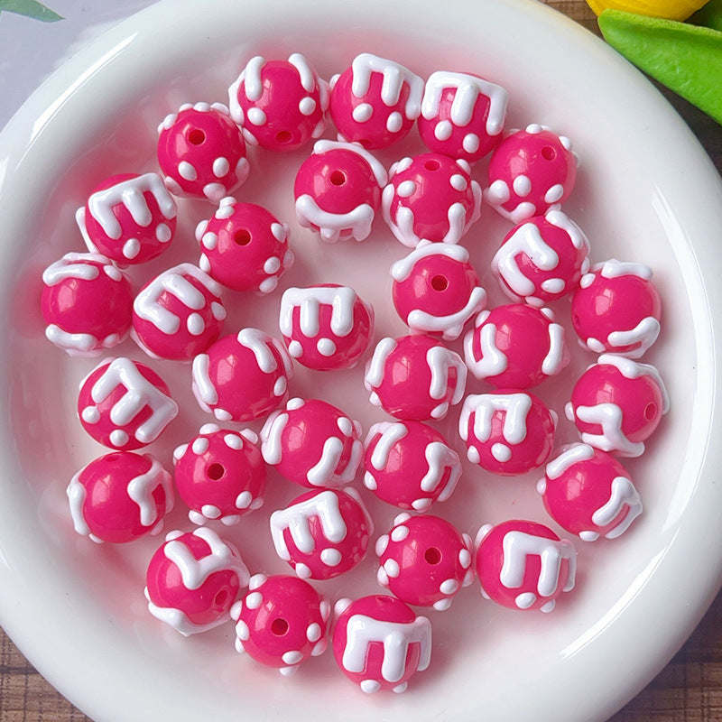 Wholesale 10pcs/pack Cream acrylic through-hole loose beads